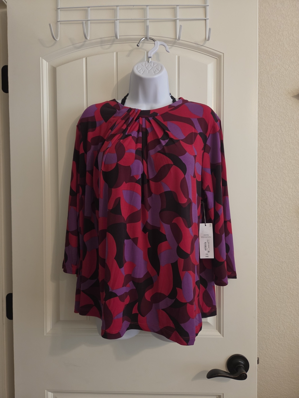 Liz Claiborne Pink Purple and Black Abstract Print Blouse